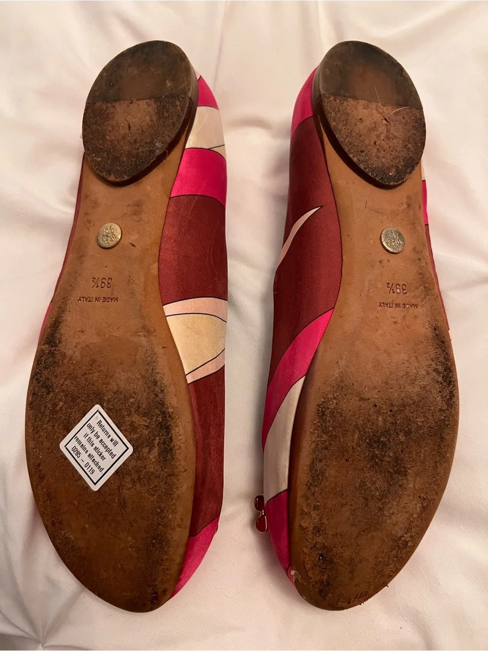 Emilio Pucci Pink Silk Multi-Color Embellished Ballet Flats
